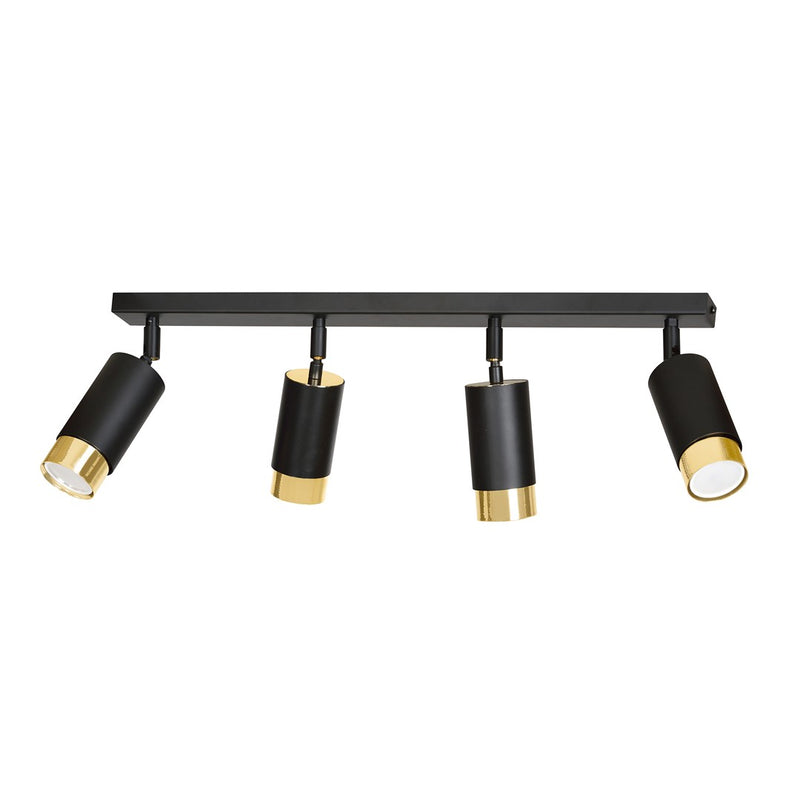 Hiro 4-light spotlight black and gold