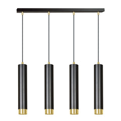 Kibo 4-light pendant lamp, black and gold