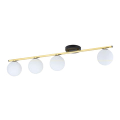 Monza 4-light ceiling light black, opal glass