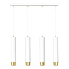 Kibo 4-light pendant lamp in white and gold