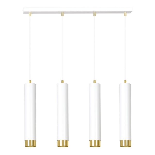 Kibo 4-light pendant lamp in white and gold
