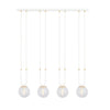 Glam 4-light pendant, white, clear glass
