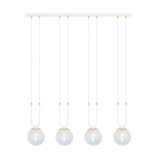 Glam 4-light pendant, white, clear glass