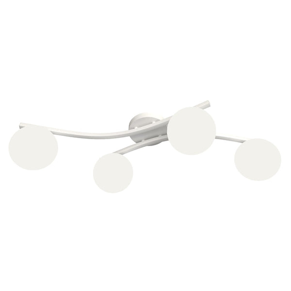 Opus 4-light ceiling light, white, opal glass