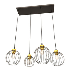 Nando 4-light pendant lamp, black and gold