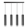 Kibo 4-light pendant lamp, black and chrome
