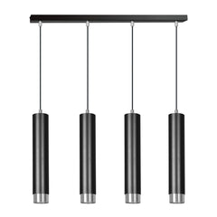 Kibo 4-light pendant lamp, black and chrome