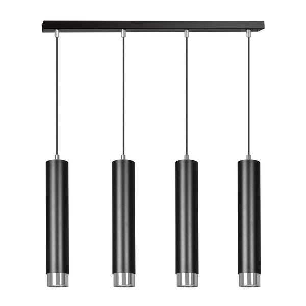 Kibo 4-light pendant lamp, black and chrome