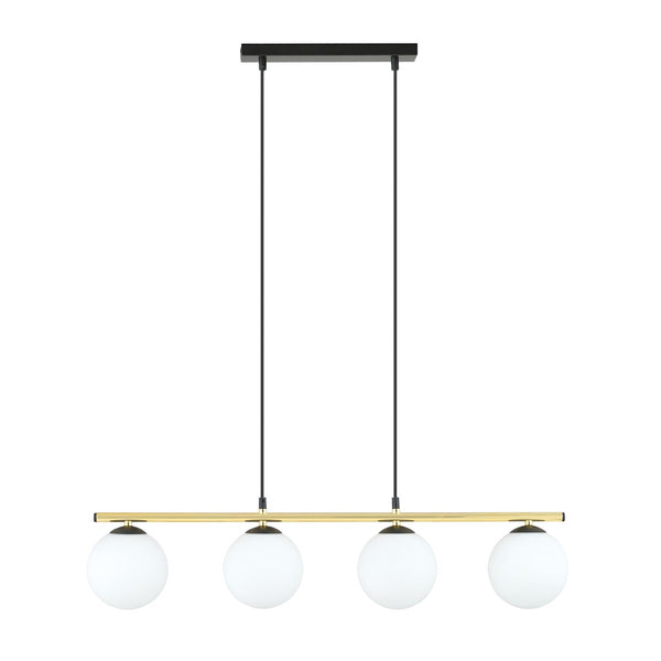 Allora 4-light pendant, black, opal glass