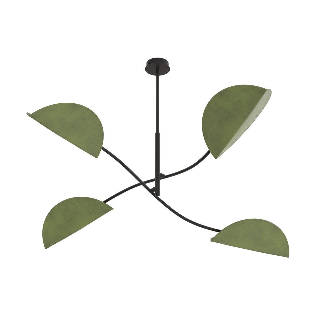 Lotus 4-light ceiling light, black and green