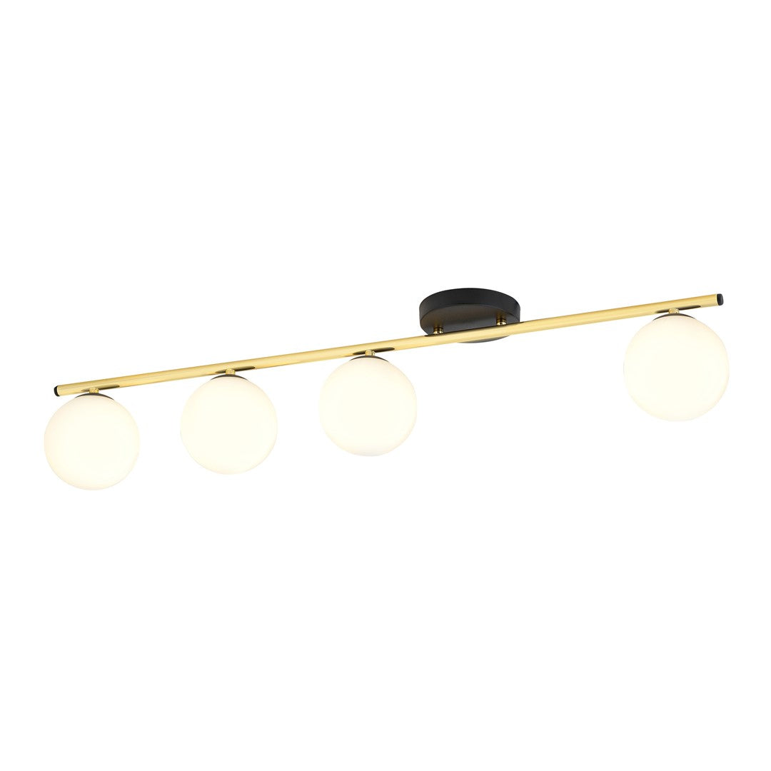 Monza 4-light ceiling light black, opal glass