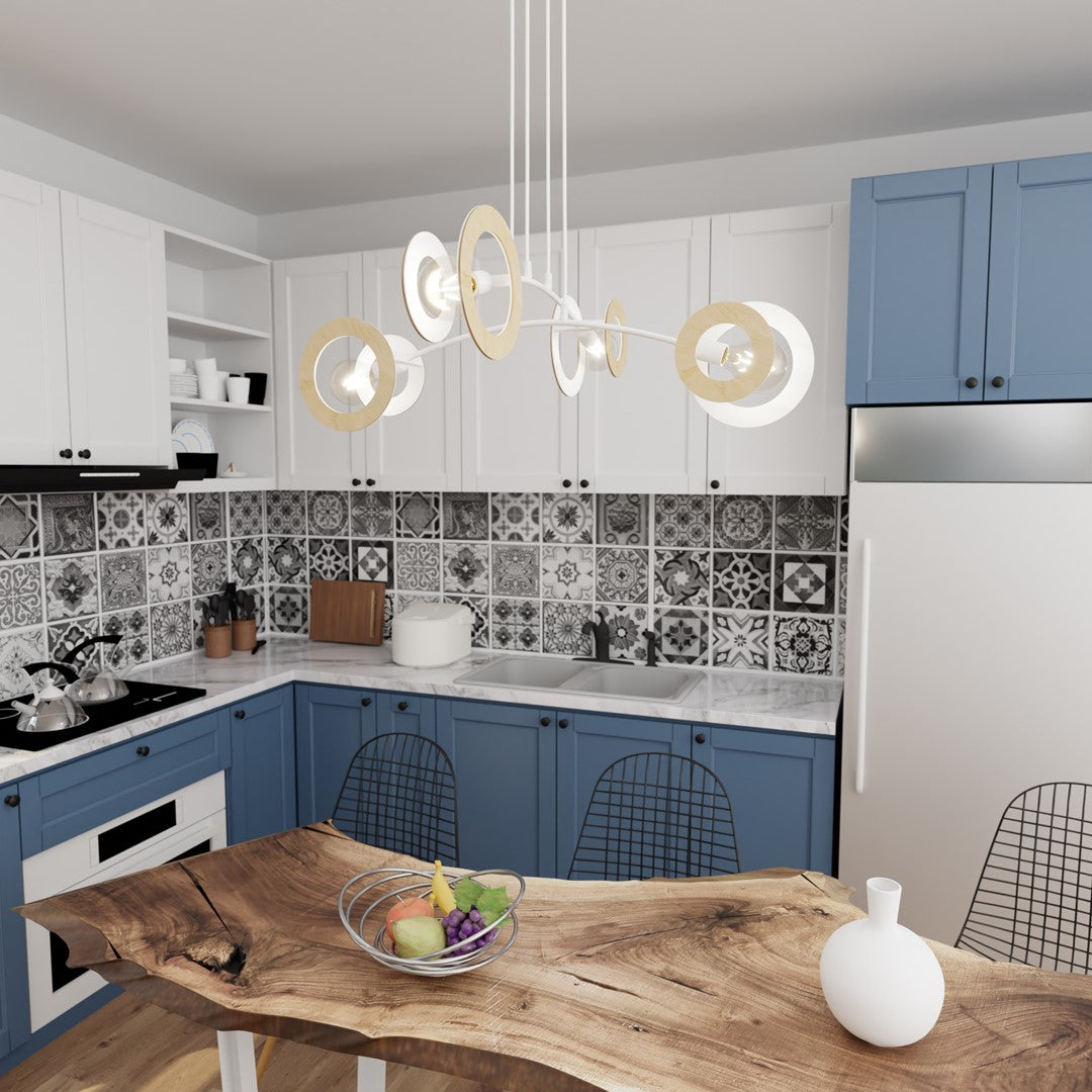 Skiva 4-light white pendant light