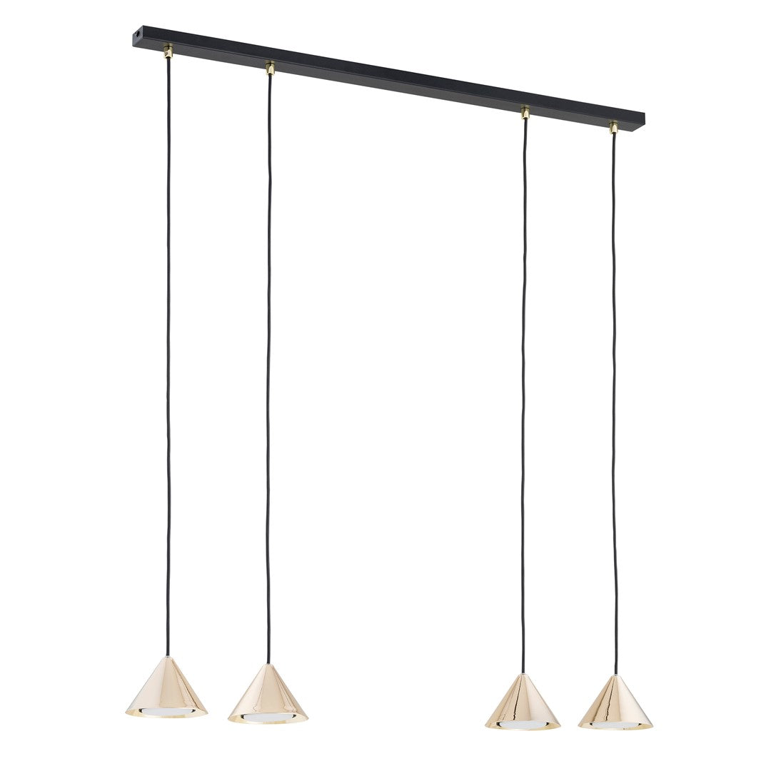 Elit 4-light pendant lamp, black and gold