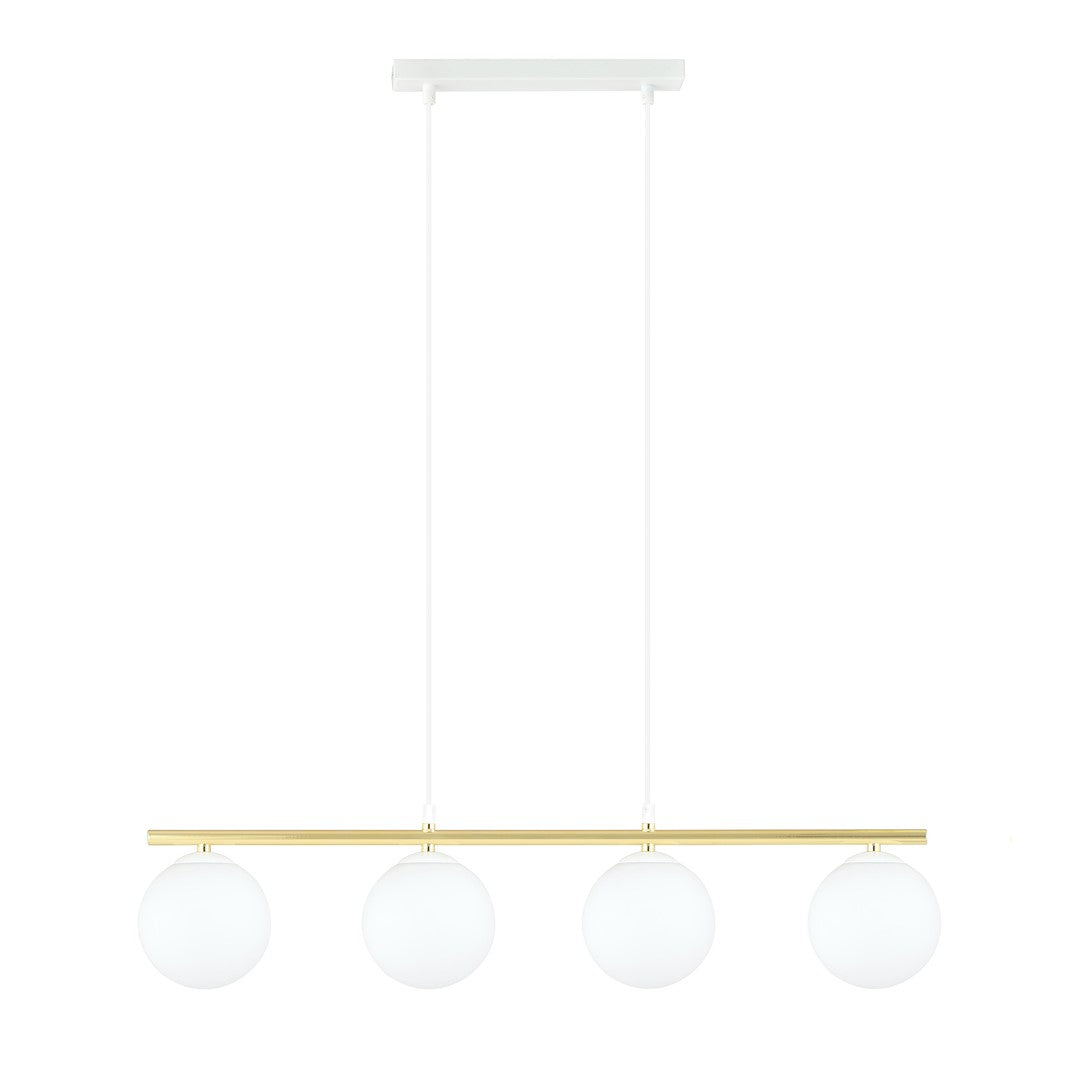 Allora 4-light pendant, white, opal glass