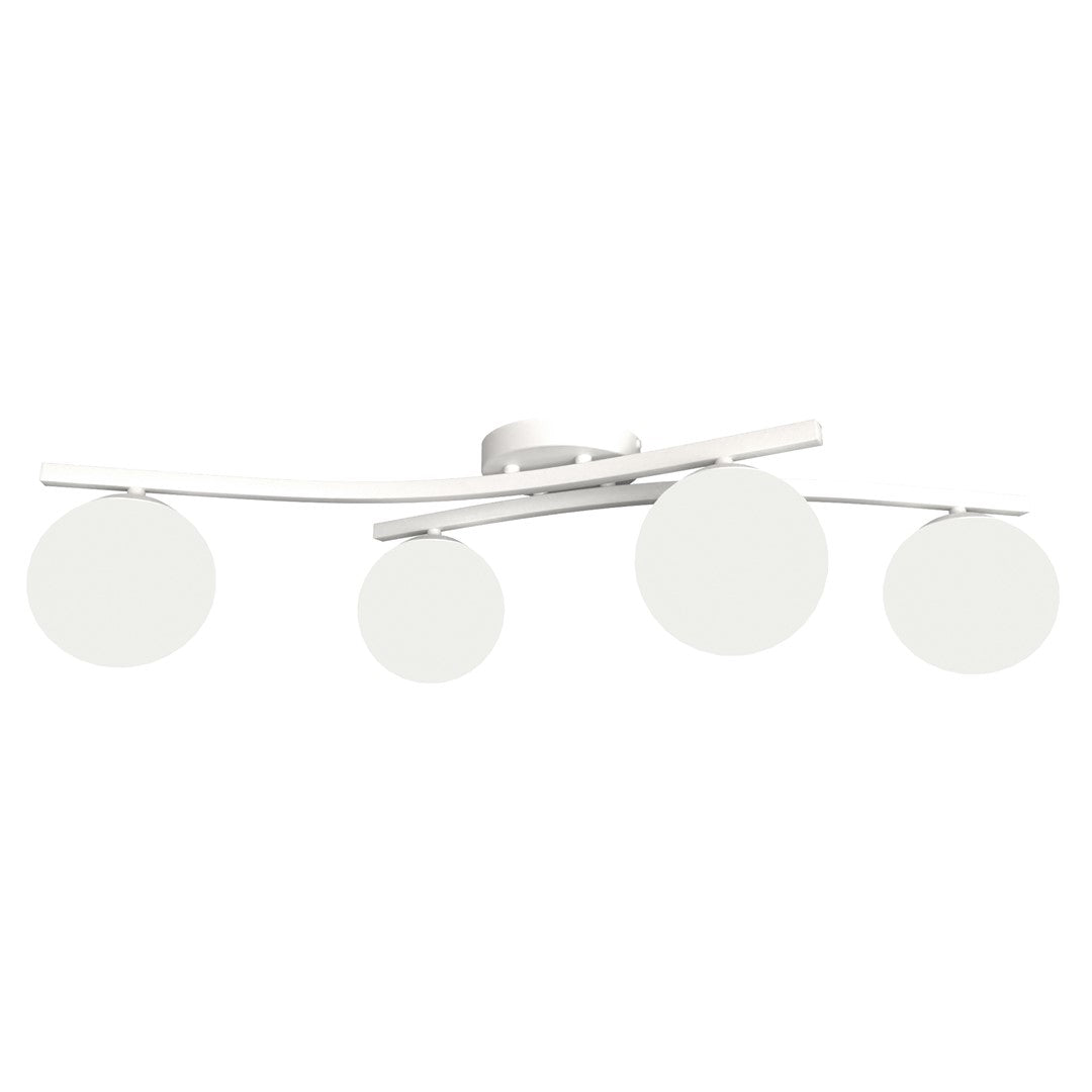 Opus 4-light ceiling light, white, opal glass