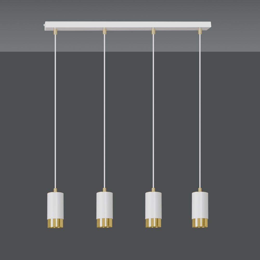 Fumiko 4-light pendant lamp, white and gold