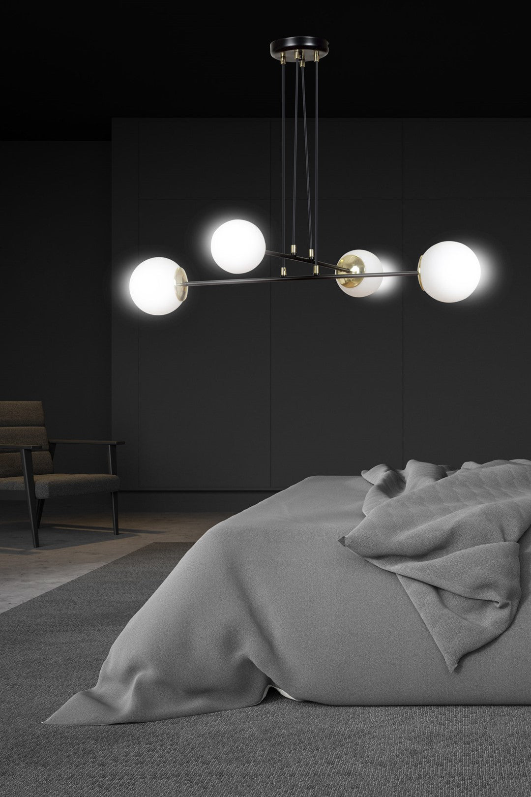 Ognis 4-light black pendant light