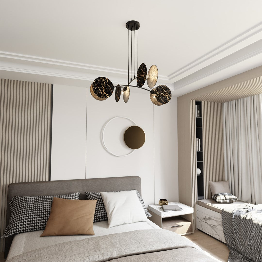 4-light Motif pendant lamp, marble