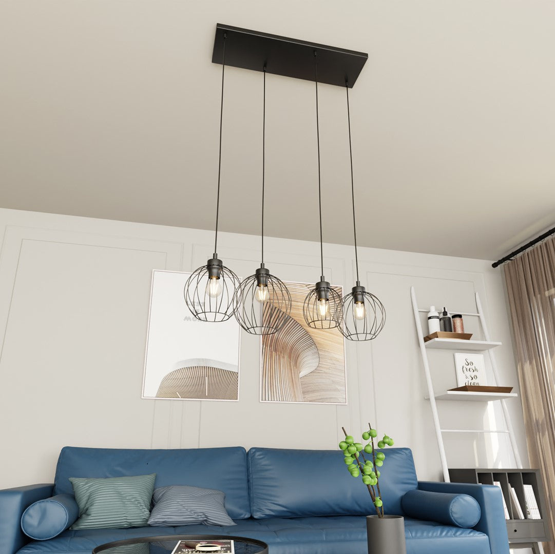 Nando 4-light black pendant light