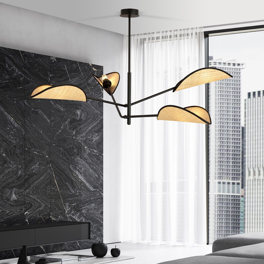 Vene 4-light black pendant light