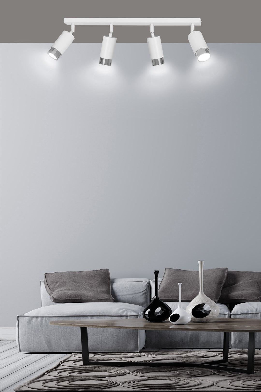 Hiro 4-light ceiling lamp white and chrome