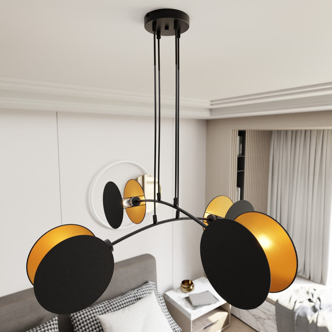 4-light black and gold pendant light