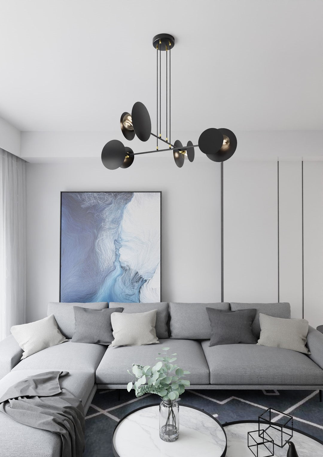 4-light black pendant light