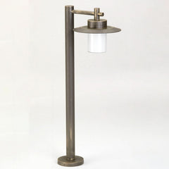 Borne lumineuse d'extérieur Style en verre, marron et blanc, hauteur 88,5 cm, IP44