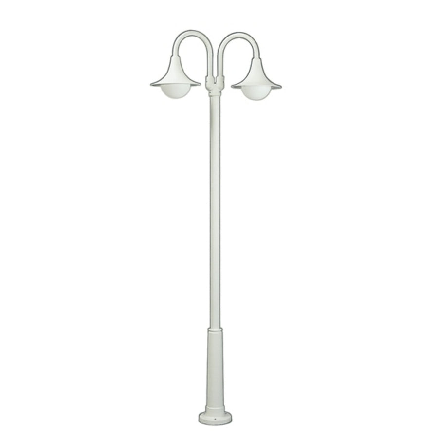 Lampadaire d'extérieur 171 en verre, blanc, 2 lumières, hauteur 220 cm, IP44