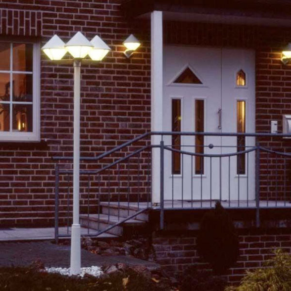 Lampadaire d'extérieur 181 en verre, blanc, 3 lumières, hauteur 210 cm, IP44
