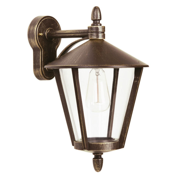 Applique d'extérieur 665 en aluminium, marron et laiton, Ø 26 cm, IP44