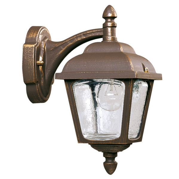 Applique d'extérieur Rustique 716 en verre, marron et laiton, hauteur 35 cm, IP44