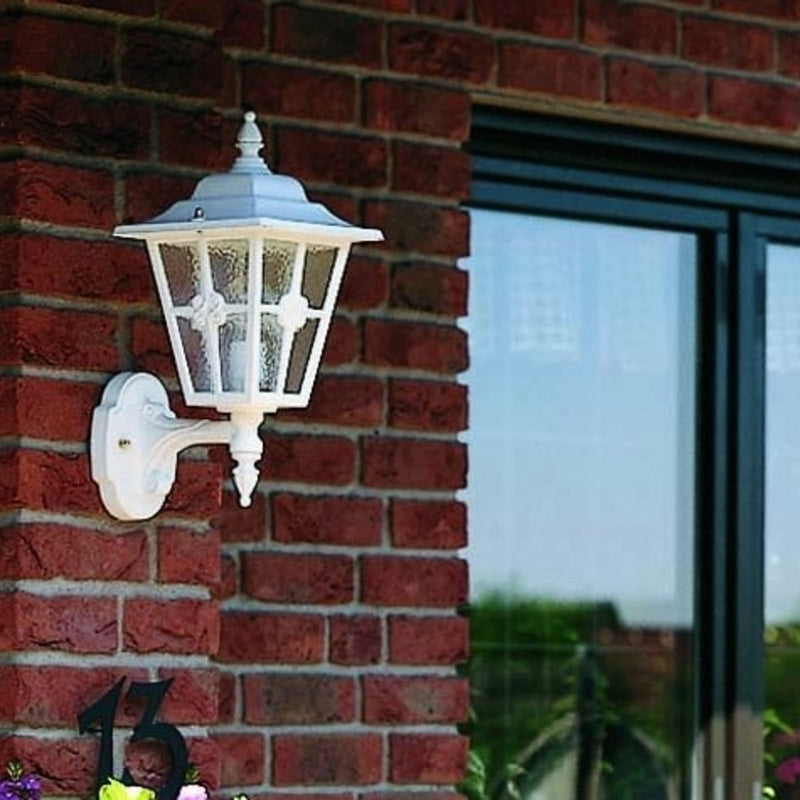 Applique d'extérieur 763 en verre, blanc et doré, hauteur 47,5 cm