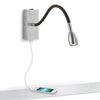 Applique murale LED Milos en tissu, nickel mat et noir, hauteur 12,6 cm