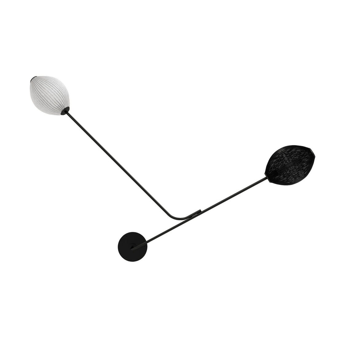 Applique murale Satellite en acier, noir et crème, 2 lumières, hauteur 128 cm