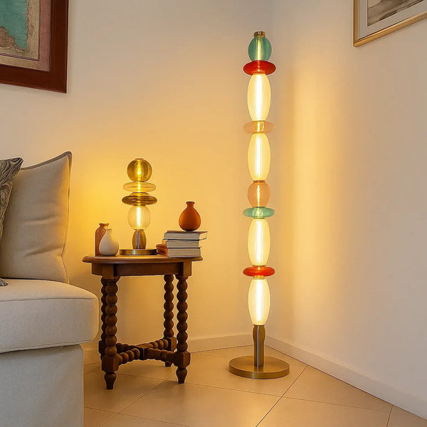 Lampadaire Léonor – Verre soufflé fin et design élégant doré