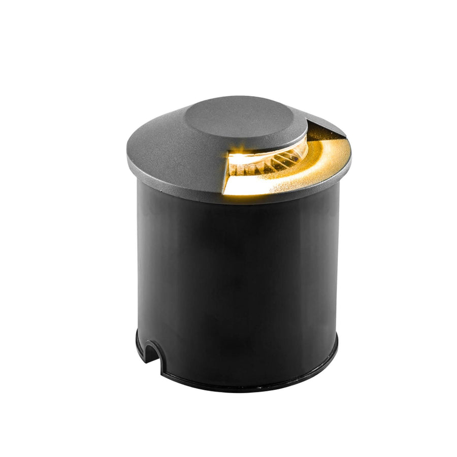 Spot encastré de sol d'extérieur LED Scopum en aluminium, anthracite, Ø 12,5 cm, 3000 K, 7 W, hauteur 12,8 cm, 110°