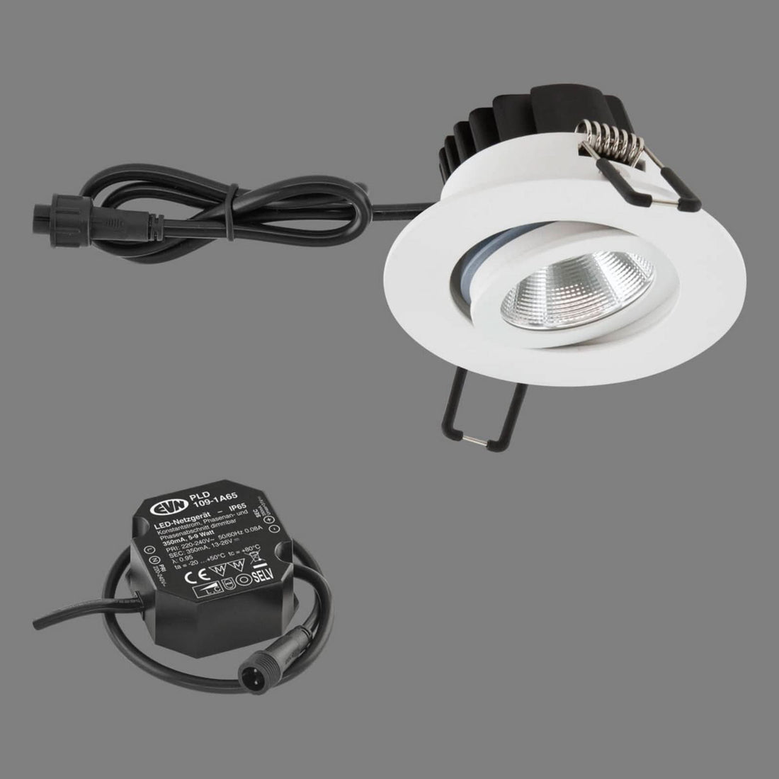 Spot encastrable d'extérieur LED PC65 3000K en verre, blanc, Ø 8,3 cm, IP65