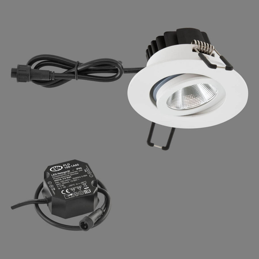 Spot encastrable d'extérieur LED PC65 3000K en verre, blanc, Ø 8,3 cm, IP65