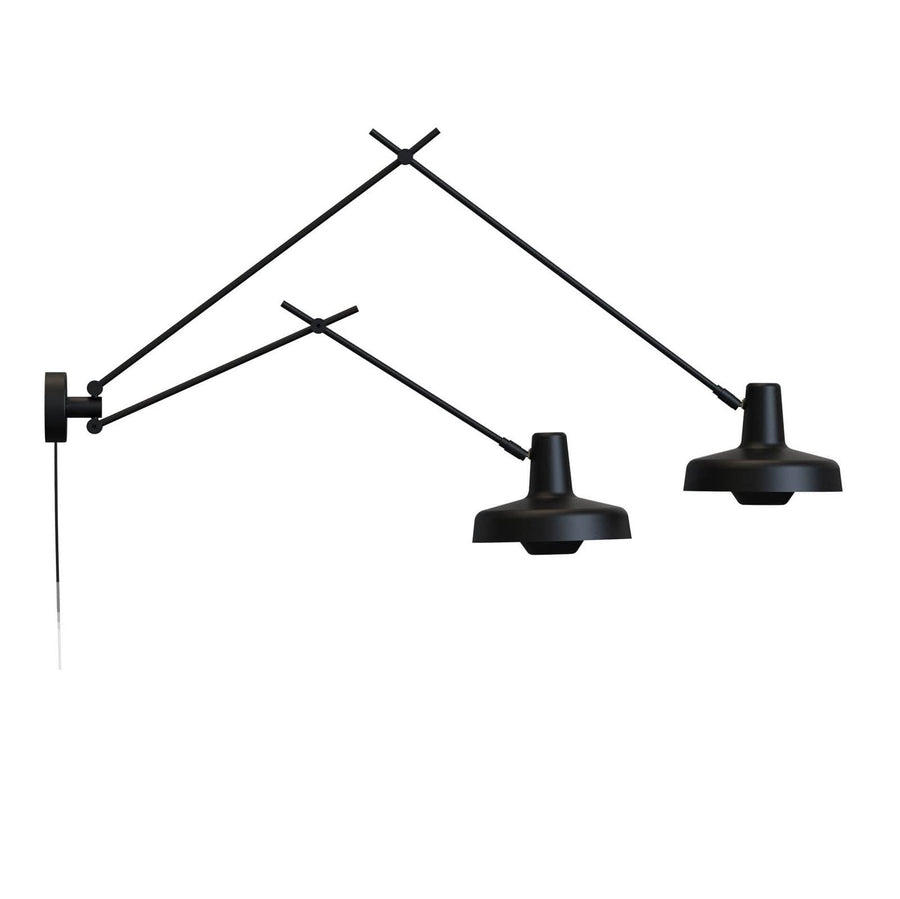 Applique murale Arigato en aluminium, noir, 2 lumières, Ø 23 cm