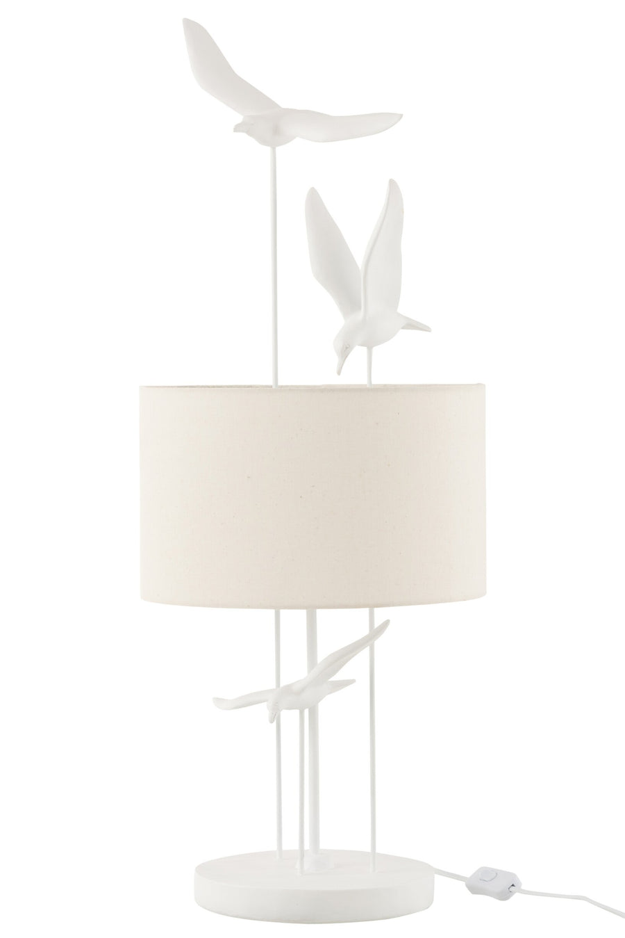 Lampe à poser oiseaux en polyrésine blanc et beige
