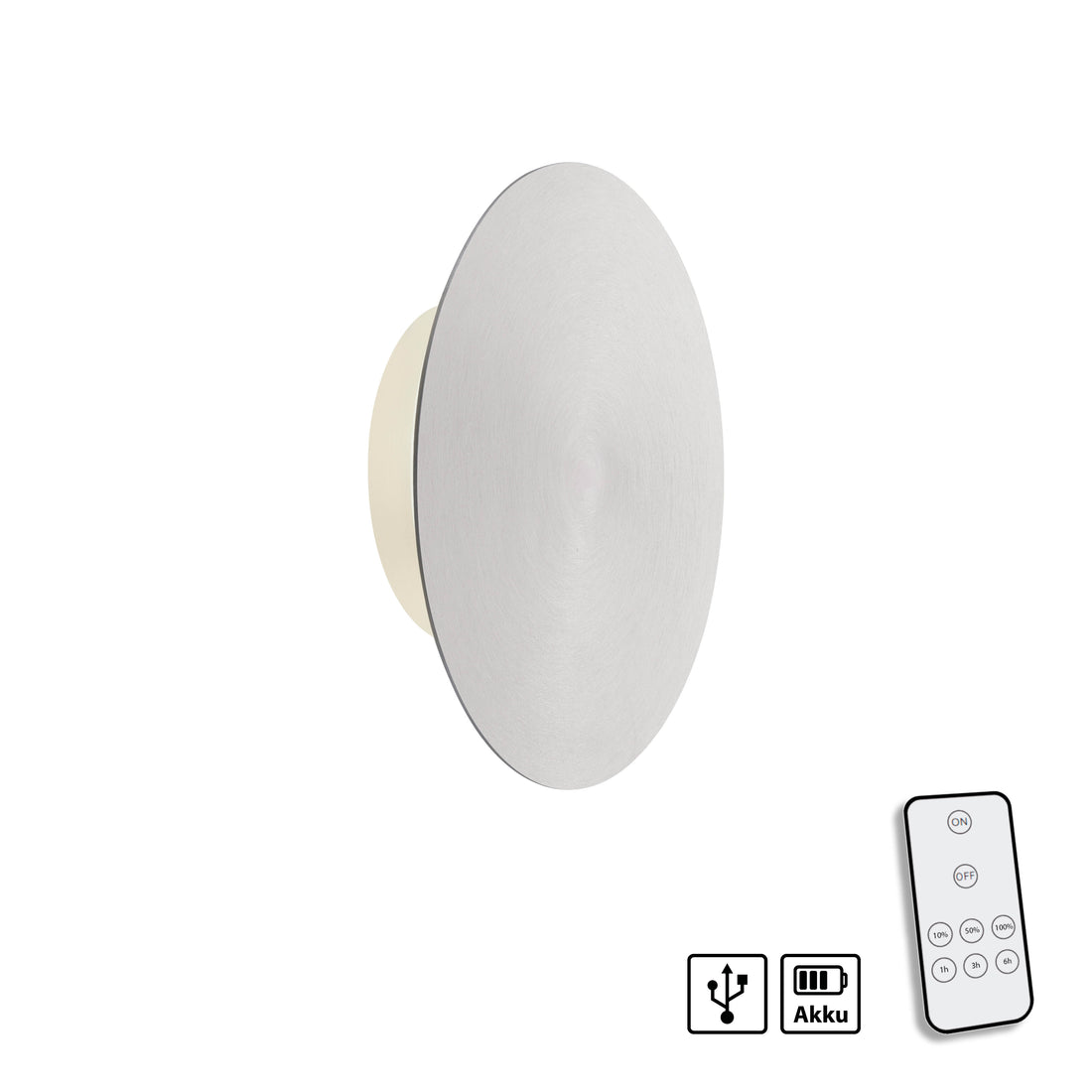 Applique murale sans fil Puntua aluminium, H 18 cm