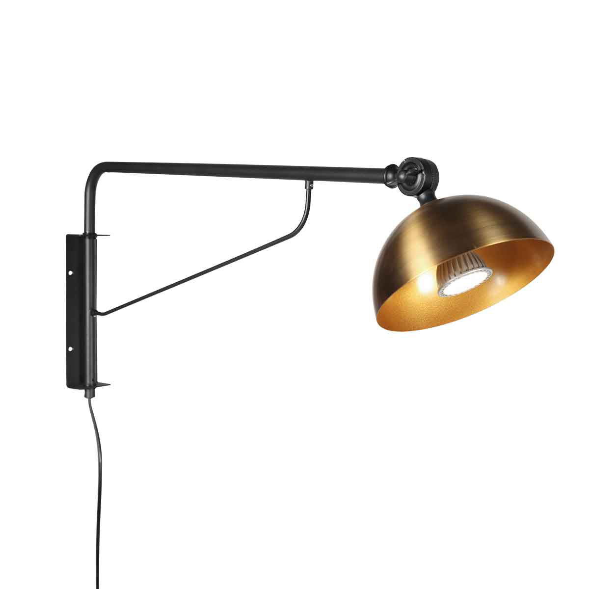 Pintino 4126ZW black and bronze wall lamp, GU10 base