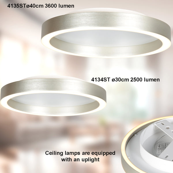 Steel-colored ceiling light Ringlux 4134ST Ø30 cm 2500 lumens