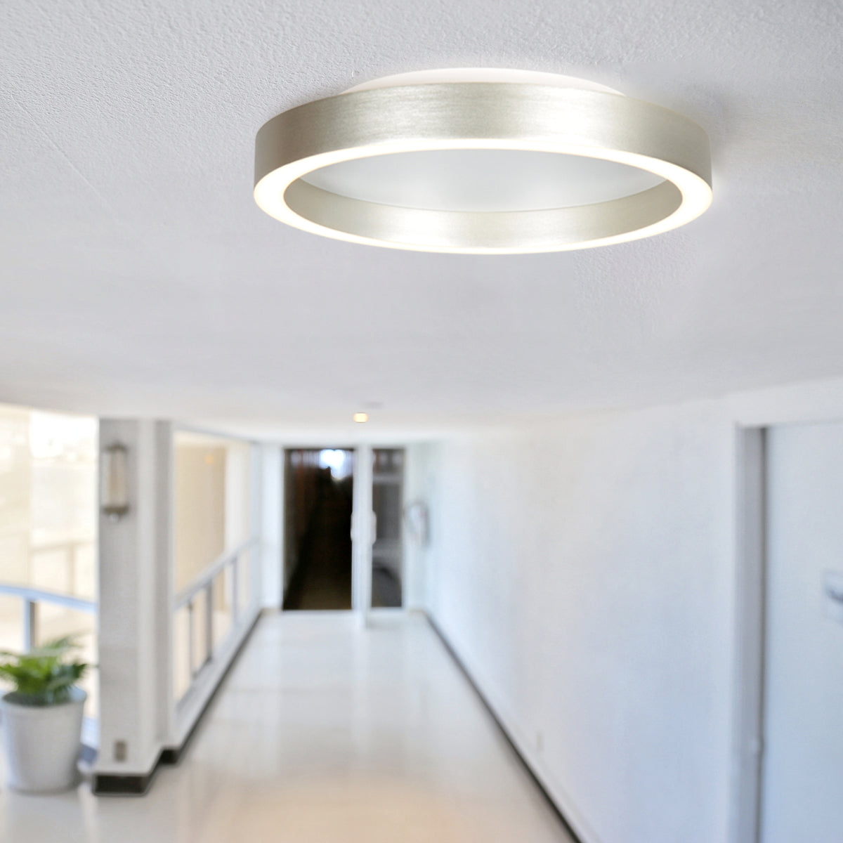 Steel-colored ceiling light Ringlux 4134ST Ø30 cm 2500 lumens