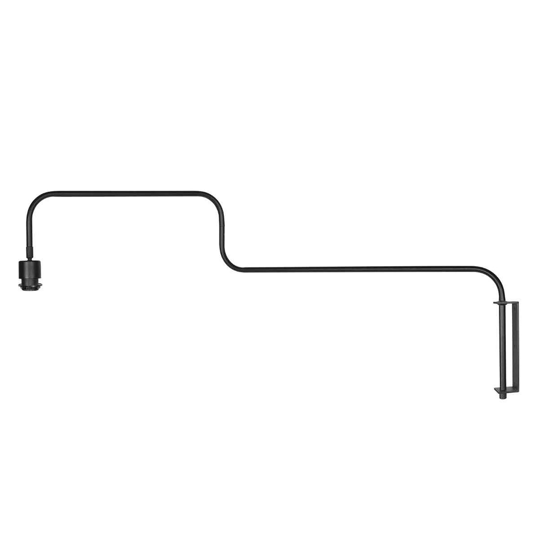 Bloeba 4142ZW black wall lamp with articulated arm, without lampshade