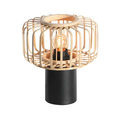 Small black Bloeba 4143ZW table lamp with a natural bamboo lampshade