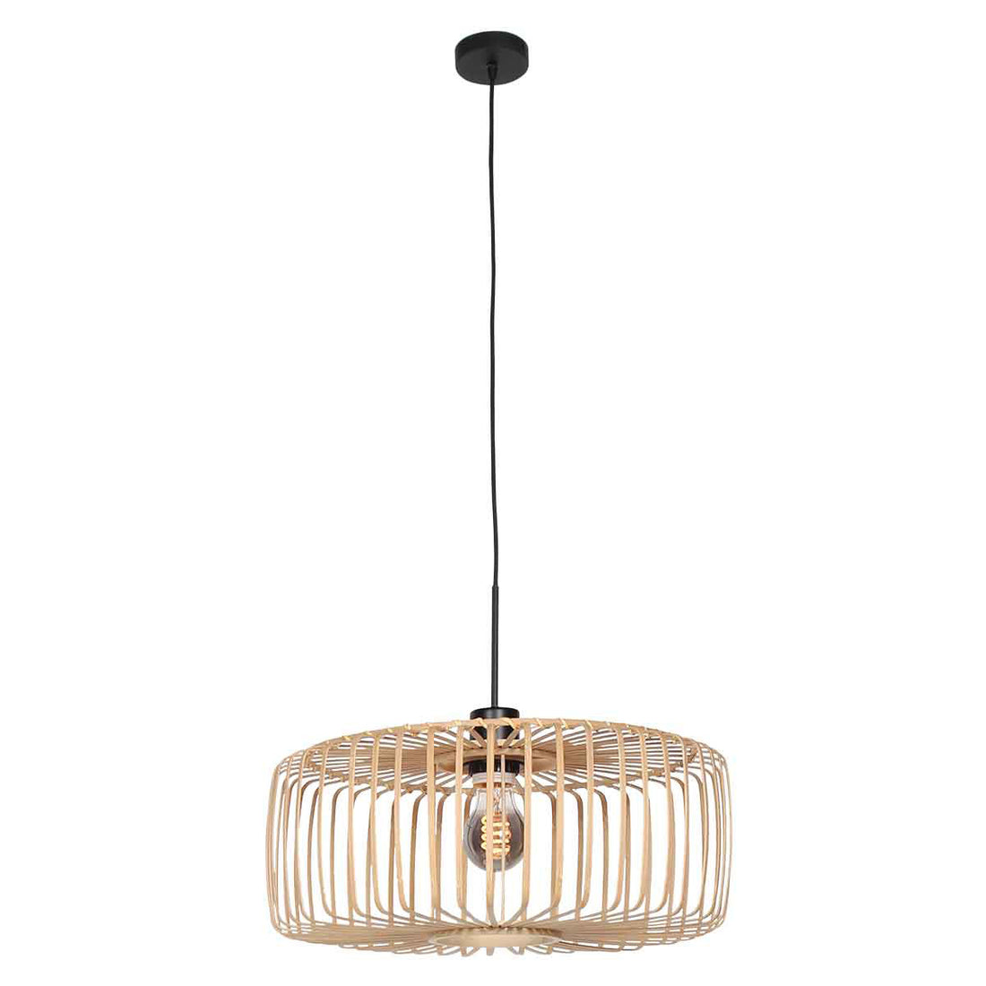 Natural bamboo pendant light Ø 50 cm, drum lampshade E27 | Sparkled Bambou