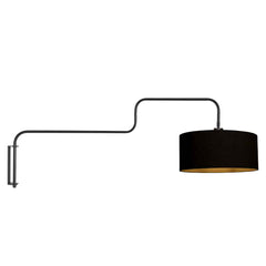 Bloeba 4172ZW black wall light with black linen lampshade