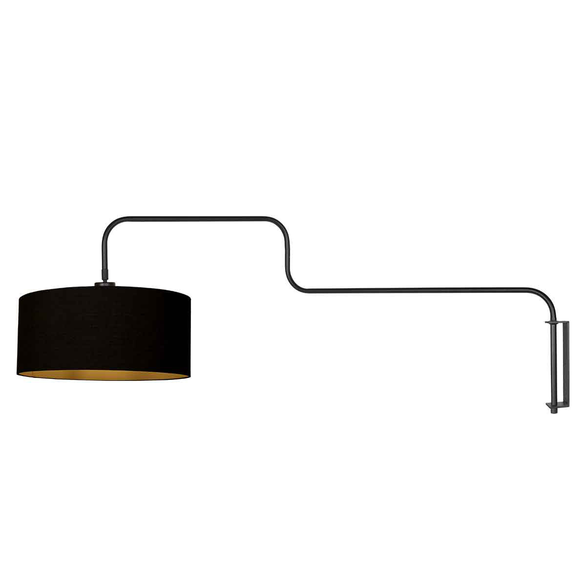 Bloeba 4172ZW black wall light with black linen lampshade